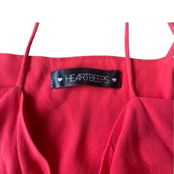 Heartbeeps Cherry Red Open Front Tie Bow Peplum Cami Tank Top - Medium - Picture 4 of 11
